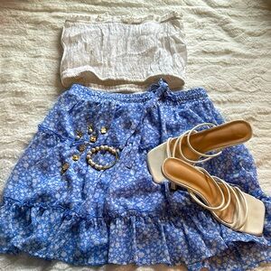 Blue Floral Skirt